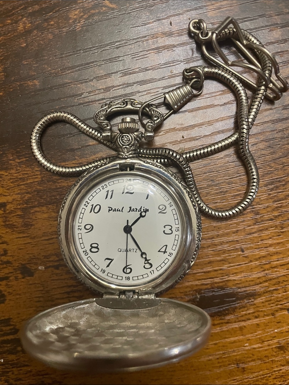 Silver Pocket Watch Pendant with Chain